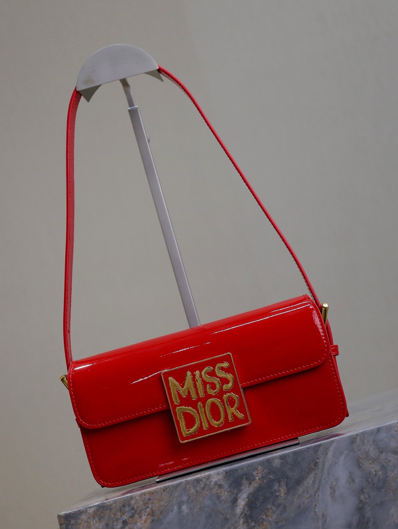 Miss Dior Flap Bag Red Patent Calfskin